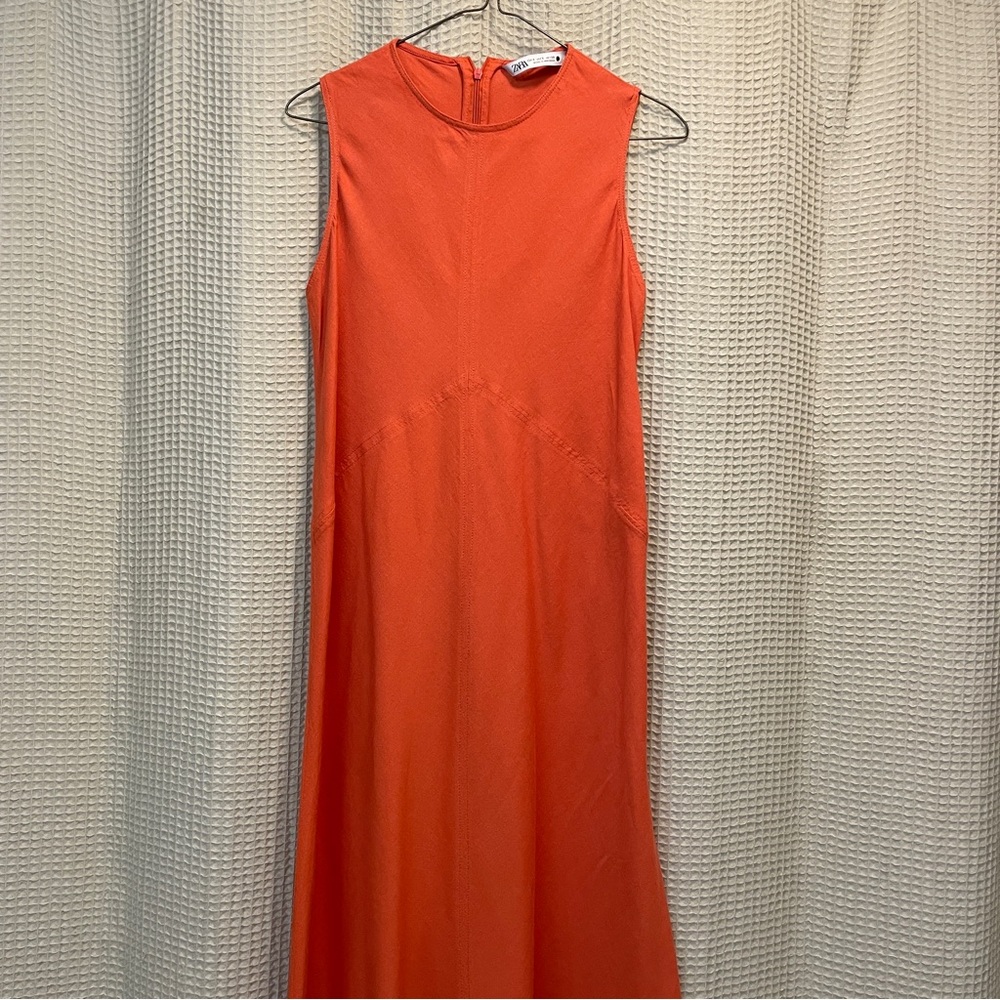 Zara Midi Linen Dress Small - Picture 3 of 5